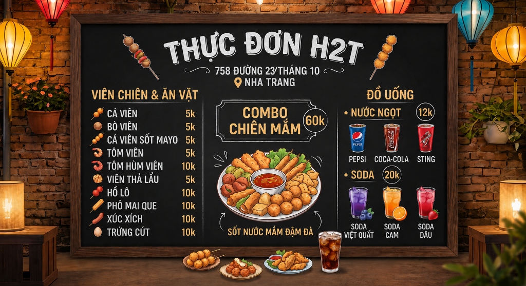 Thực đơn quán H2T Ăn Vặt Nha Trang